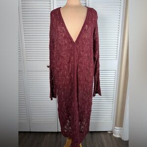 Lane Bryant Lurex Duster Cardigan Burgundy Sparkle 22/24 NWT